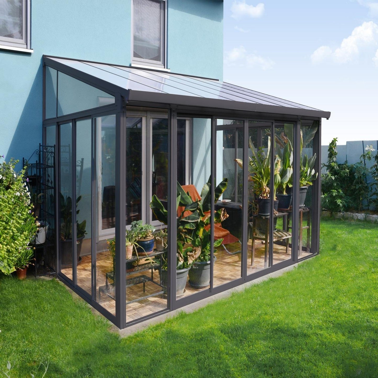 Palram - Canopia | SanRemo 10x14 ft Patio Enclosure - Gray/Clear - HG9064
