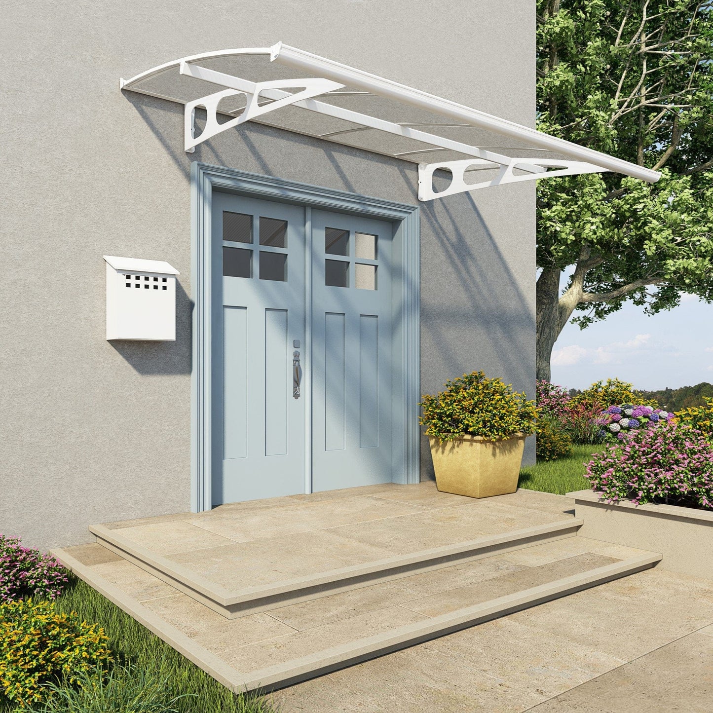 Palram - Canopia | Bordeaux Awning - White/Diffused Clear - 5 ft Wide - HG9561