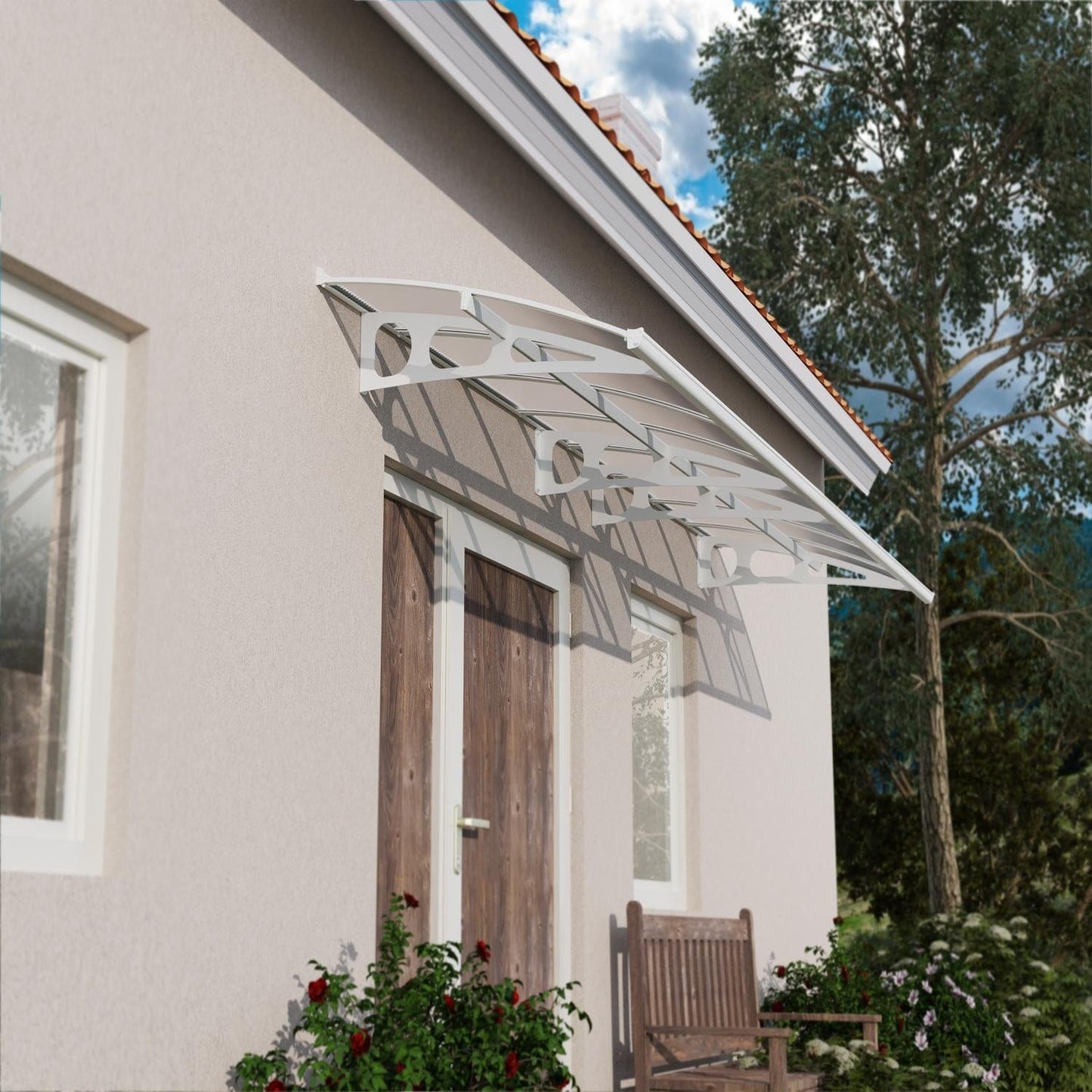 Palram - Canopia | Bordeaux Awning - White/Diffused Clear - 5 ft Wide - HG9561