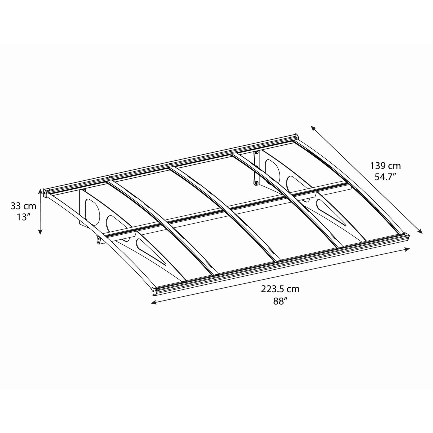 Palram - Canopia | Bordeaux Awning - White/Diffused Clear - 5 ft Wide - HG9561