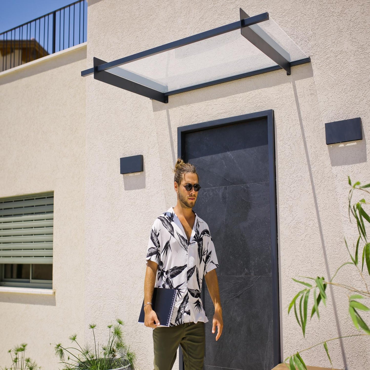 Palram - Canopia | Nancy Door Awning - Gray/Clear - HG9586