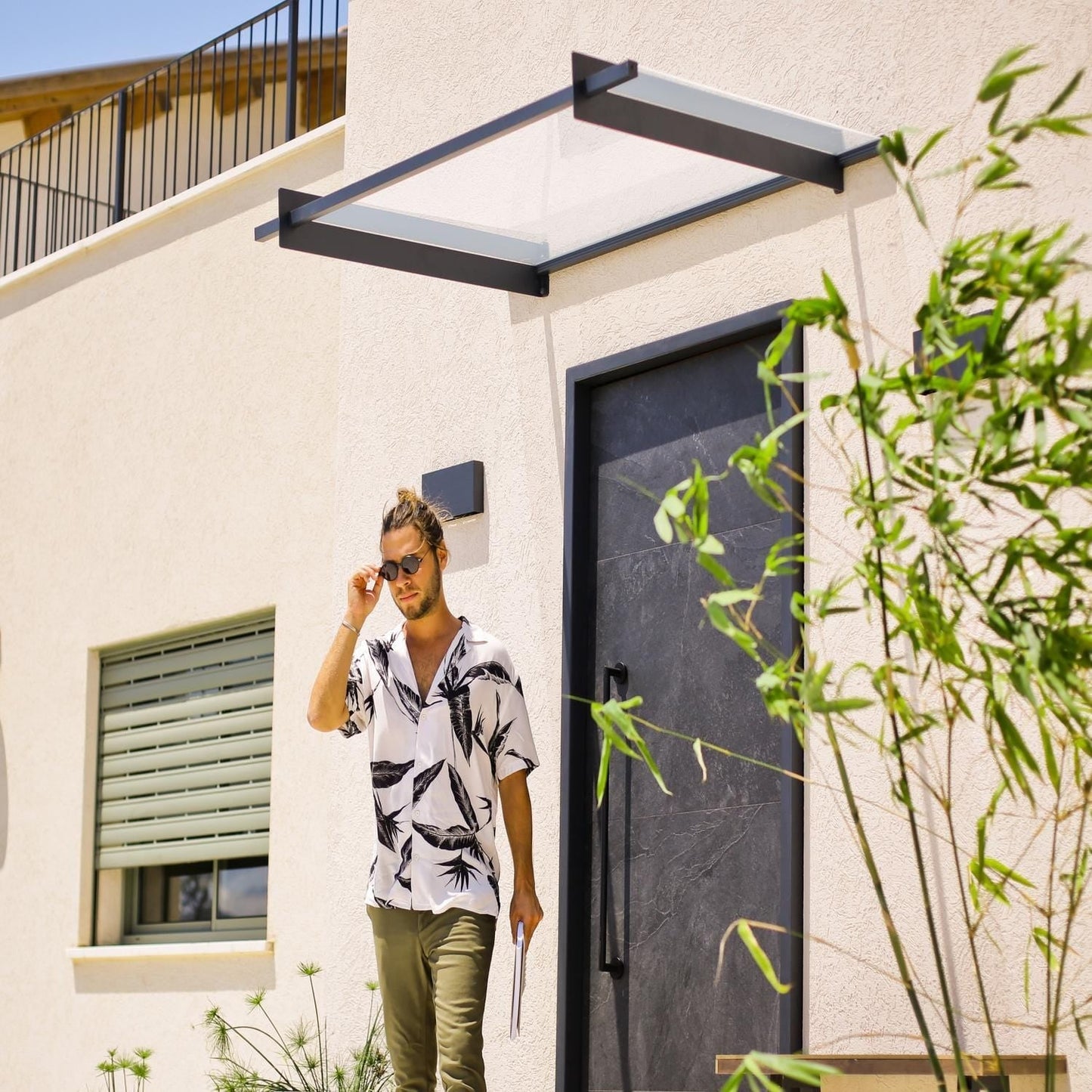 Palram - Canopia | Nancy Door Awning - Gray/Clear - HG9586