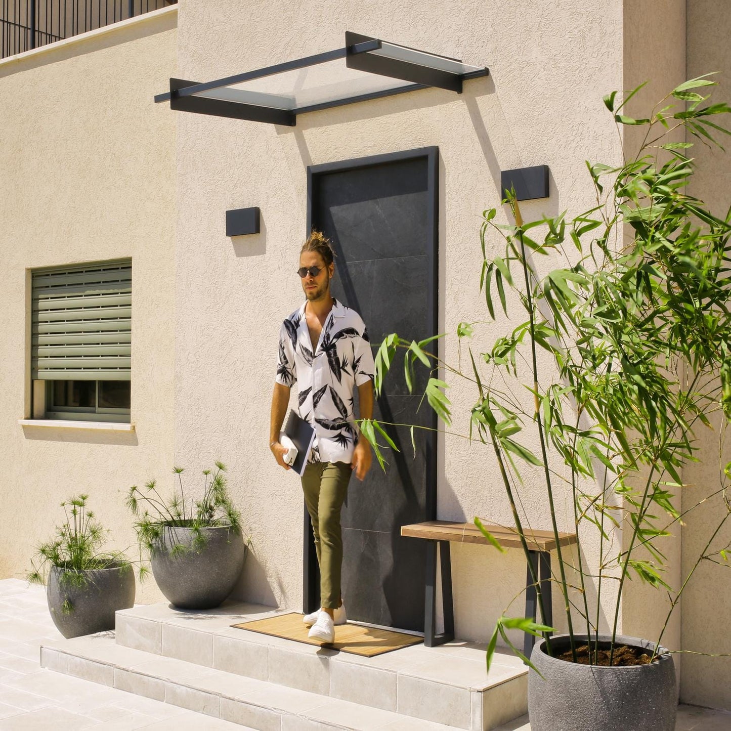 Palram - Canopia | Nancy Door Awning - Gray/Clear - HG9586