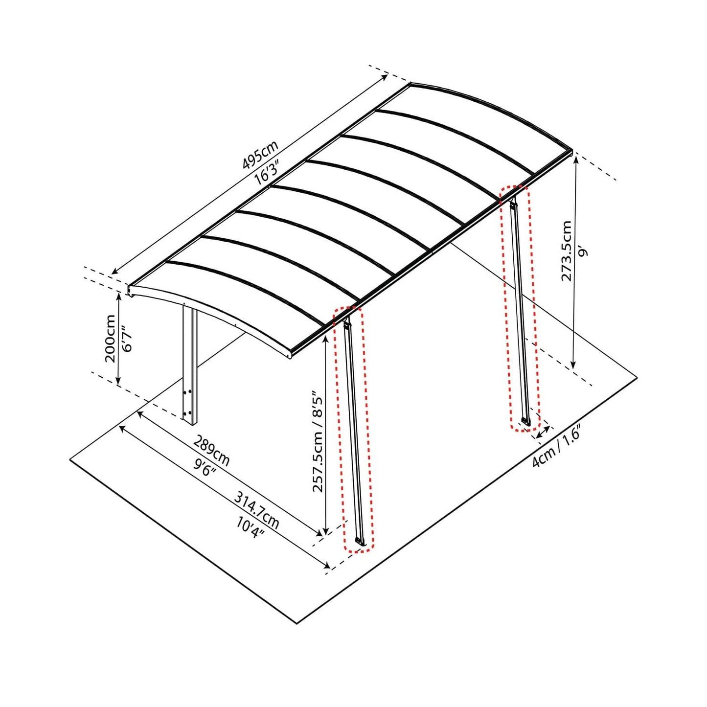Palram - Canopia | Arizona Carport Winter Support Kit - HG9107