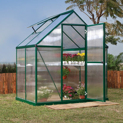 Palram - Canopia | Mythos Greenhouse Kit - 6 Ft Wide - Green With 4mm Twin-wall Polycarbonate Glazing - HG5005G