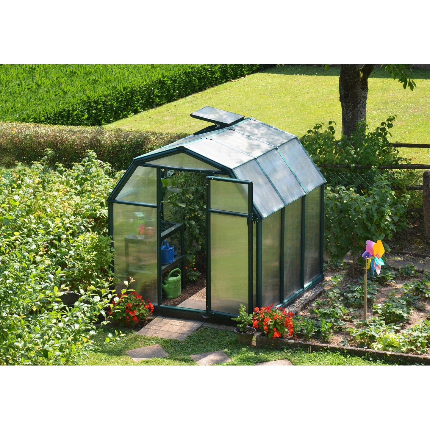 Palram - Canopia | EcoGrow Greenhouse Kit - 6 Ft Wide - Green With 6mm Twin-wall Polycarbonate Glazing - HG7006