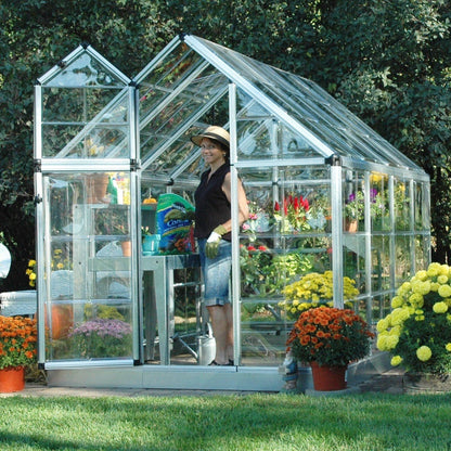 Palram - Canopia | Snap & Grow Greenhouse Kit - 6ft Wide - Silver With 0.8mm Polycarbonate Glazing - HG6008