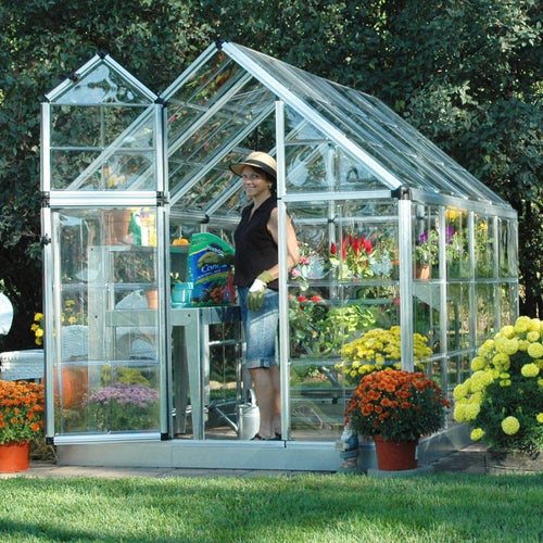 Palram - Canopia | Snap & Grow Greenhouse Kit - 6ft Wide - Silver With 0.8mm Polycarbonate Glazing - HG6008