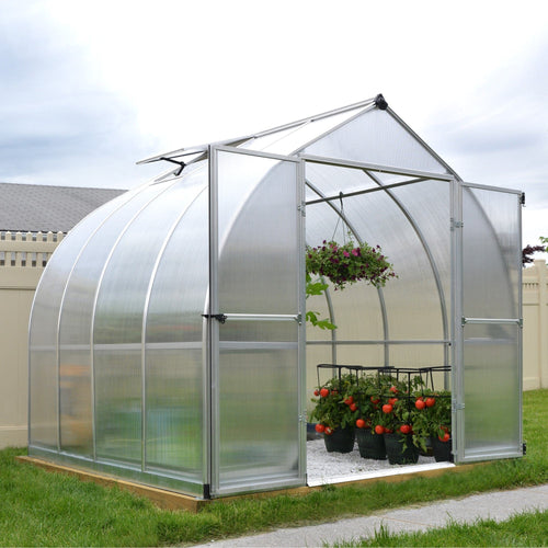 Garden Igloo Palram Canopia Bella Greenhouse 8 Ft Wide - Silver With 6mm Twin-wall Poly-carbonate Glazing