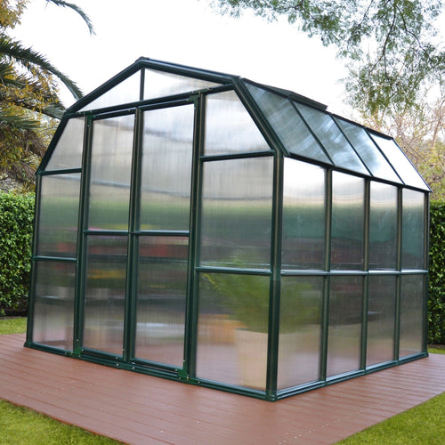 Palram - Canopia | Grand Gardener Greenhouse Kit - 8 Ft Wide - Green - 6mm Twin-wall Polycarbonate Glazing - HG7208