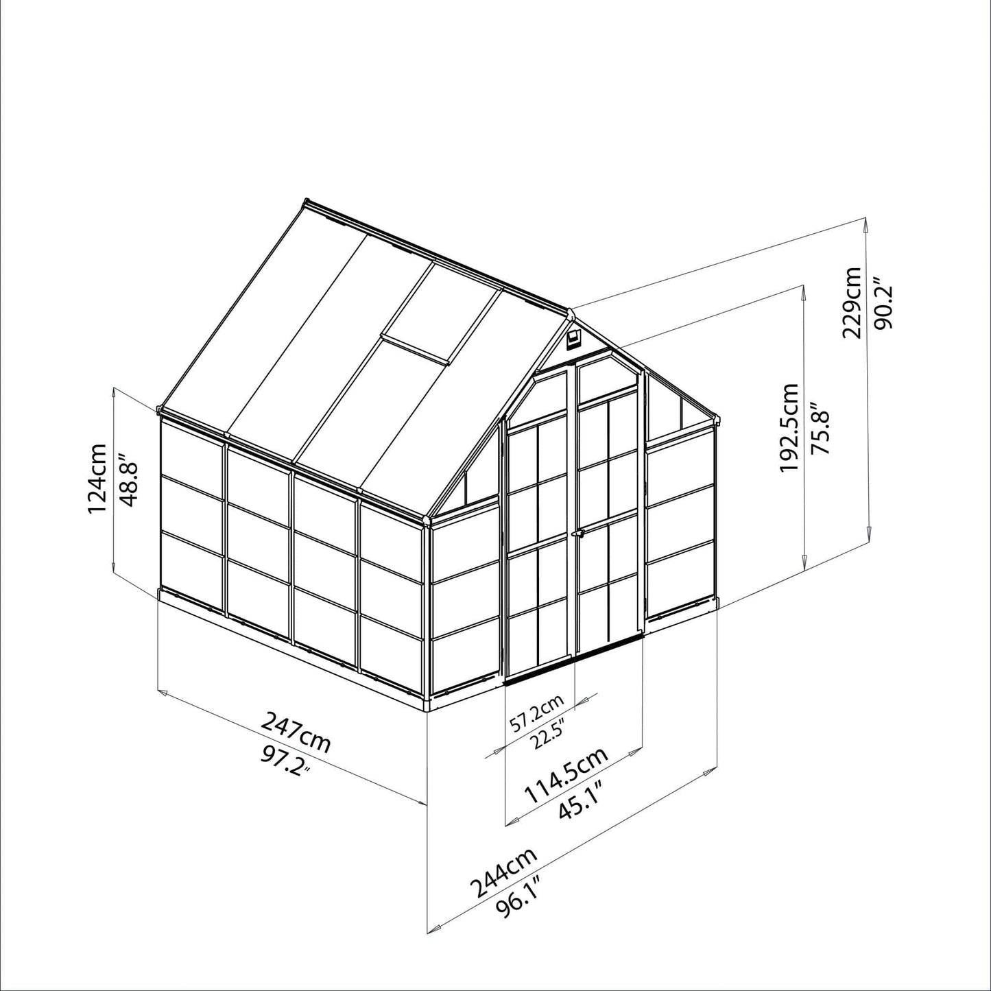Palram - Canopia | Balance Greenhouse Kit With Clear 0.8mm Polycarbonate Glazing - HG6108G