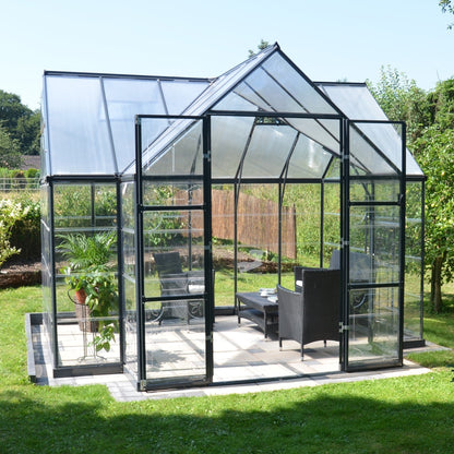 Palram - Canopia | 12x10 Ft Chalet Greenhouse Kit - Gray With 0.8mm Polycarbonate Glazing - HG5400