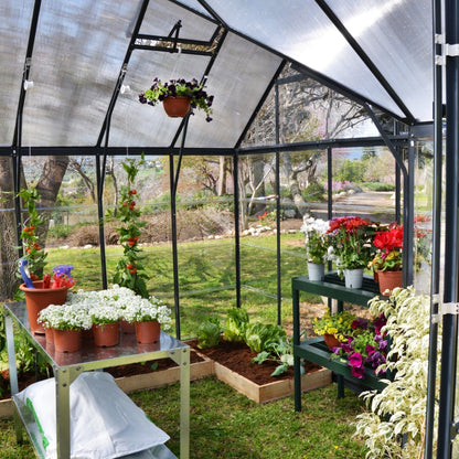 Palram - Canopia | 12x10 Ft Chalet Greenhouse Kit - Gray With 0.8mm Polycarbonate Glazing - HG5400