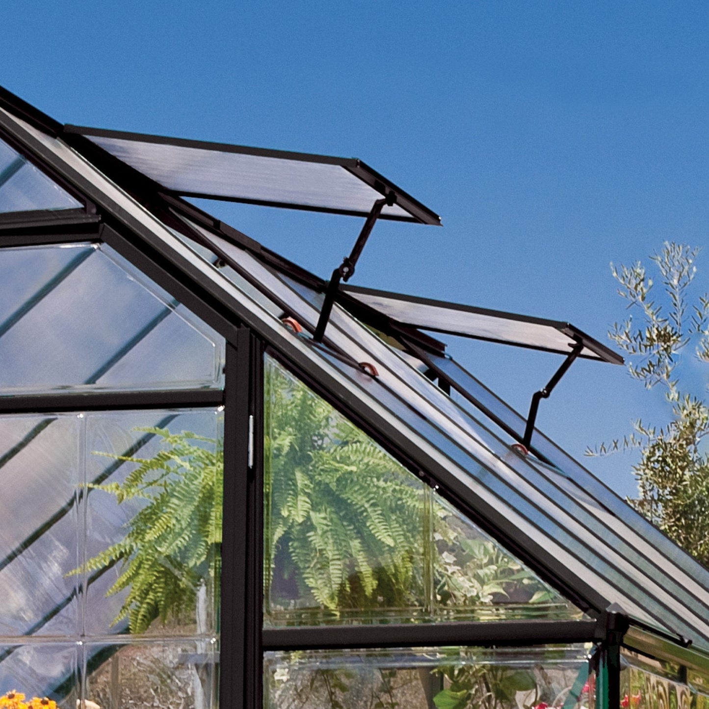 Palram - Canopia | 12x10 Ft Chalet Greenhouse Kit - Gray With 0.8mm Polycarbonate Glazing - HG5400