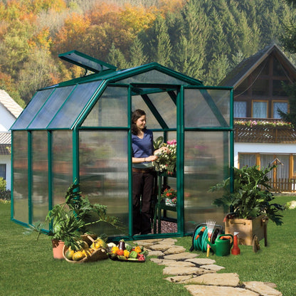 Palram - Canopia | EcoGrow Greenhouse Kit - 6 Ft Wide - Green With 6mm Twin-wall Polycarbonate Glazing - HG7006