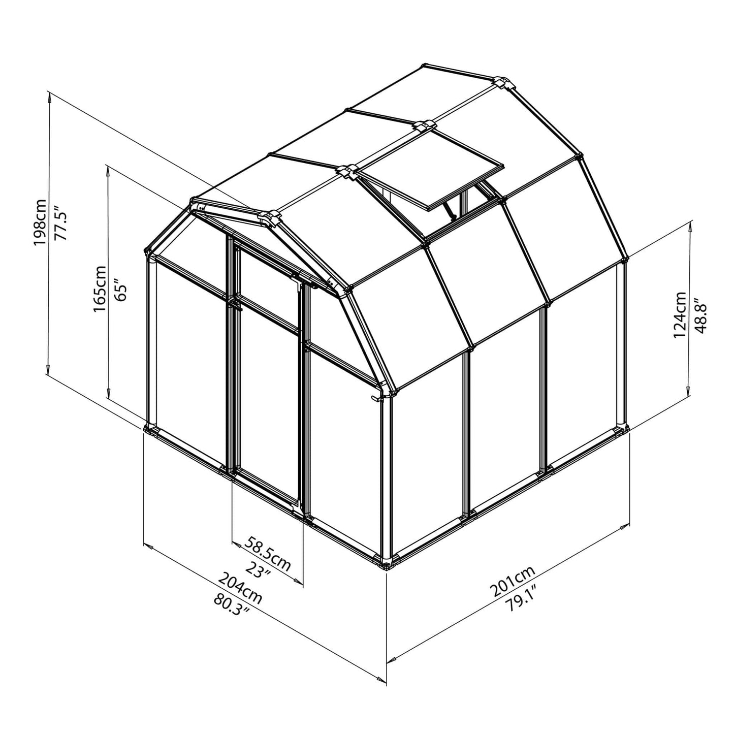 Palram - Canopia | EcoGrow Greenhouse Kit - 6 Ft Wide - Green With 6mm Twin-wall Polycarbonate Glazing - HG7006