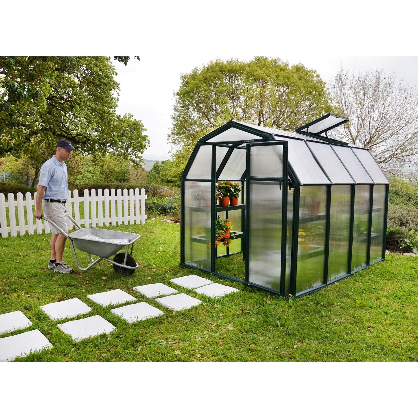 Palram - Canopia | EcoGrow Greenhouse Kit - 6 Ft Wide - Green With 6mm Twin-wall Polycarbonate Glazing - HG7006