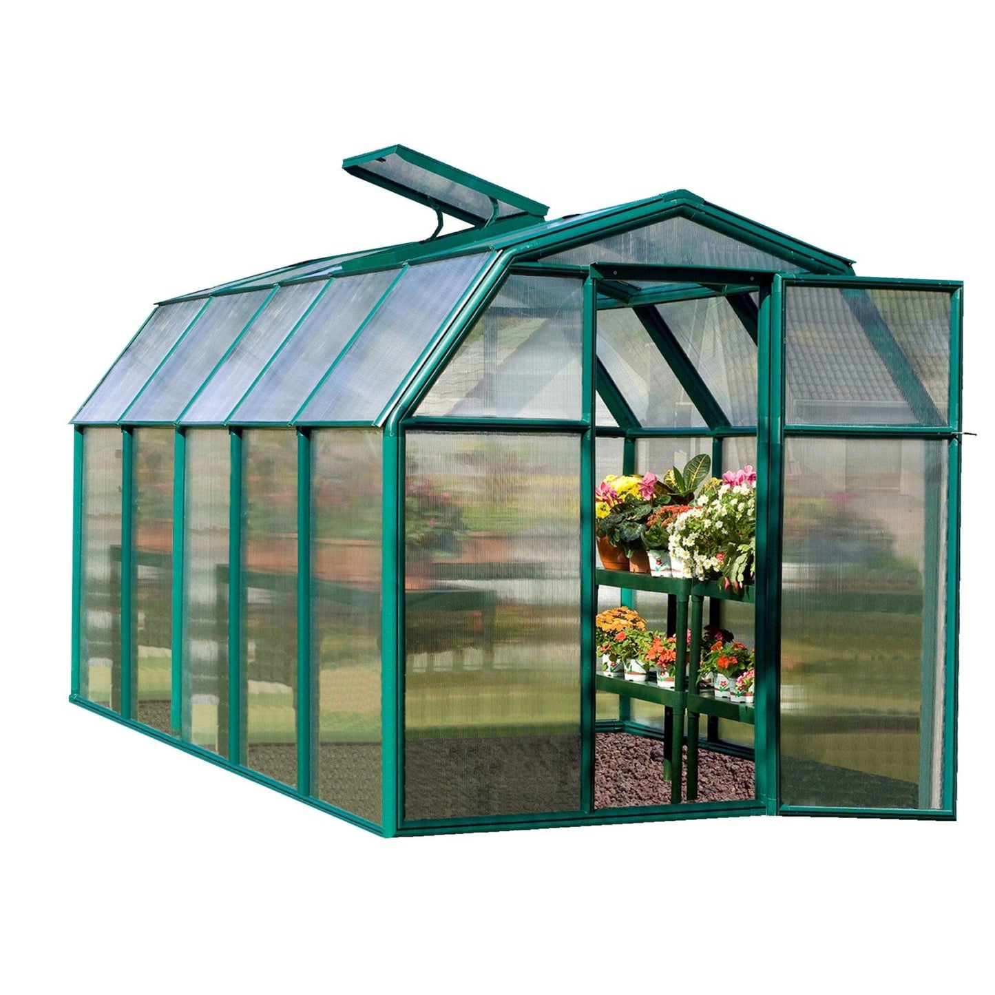 Palram - Canopia | EcoGrow Greenhouse Kit - 6 Ft Wide - Green With 6mm Twin-wall Polycarbonate Glazing - HG7006