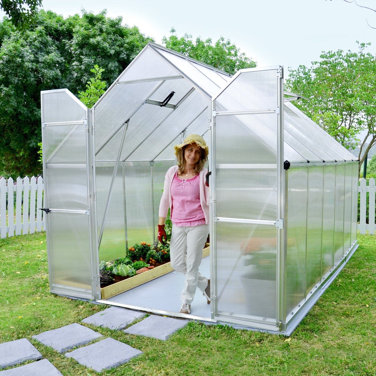 Palram - Canopia | Essence Greenhouse Kit - Silver With 4mm Twin-wall Polycarbonate Glazing - HG5812