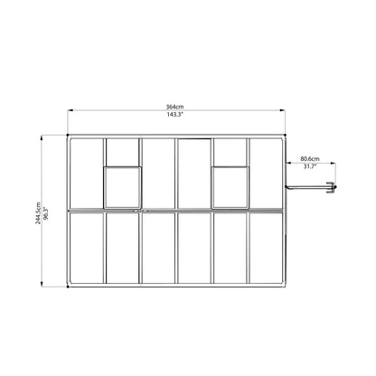Palram - Canopia | Glory Premium Greenhouse Kit 8 Ft Wide - Gray With 10mm Twin-wall Polycarbonate Glazing - HG5608
