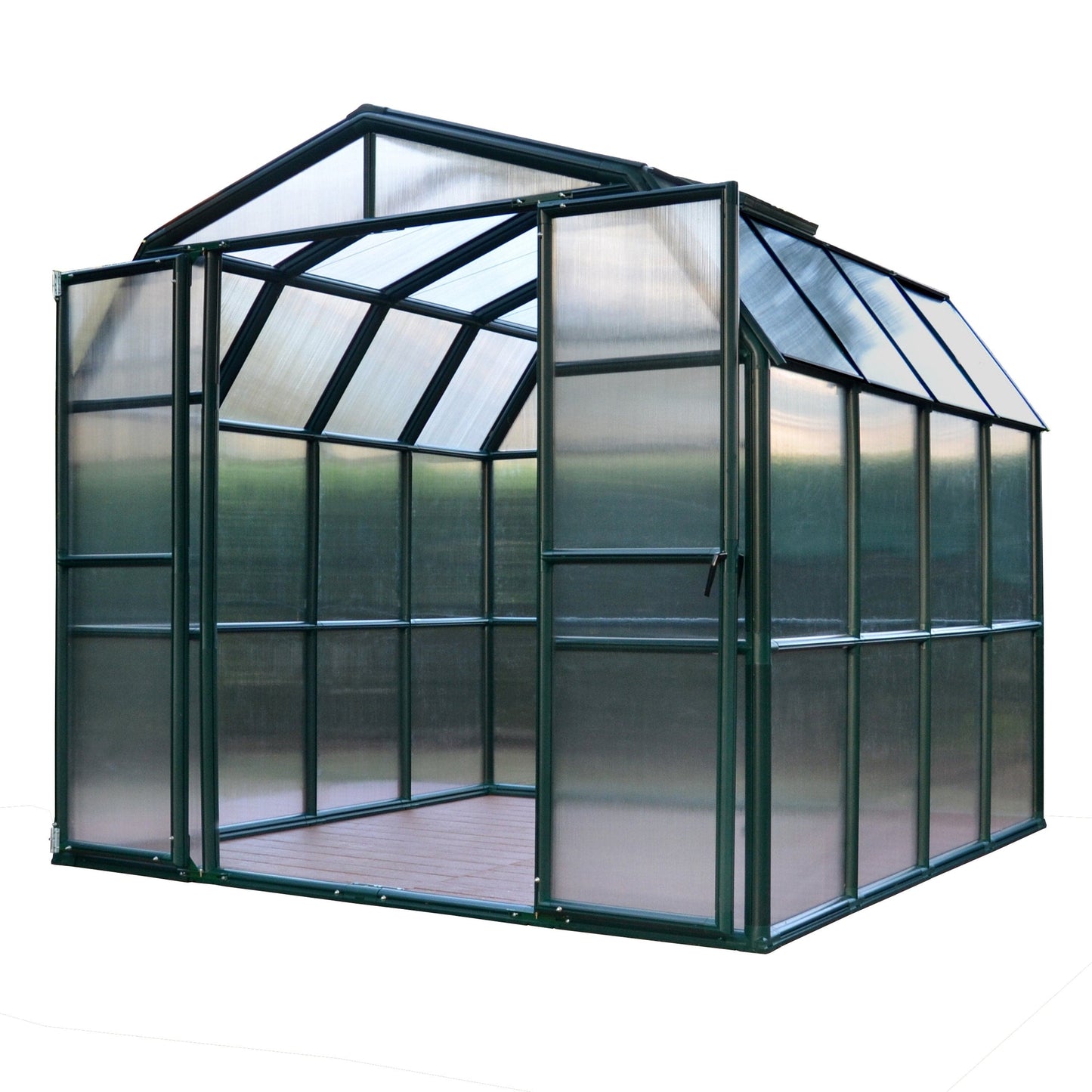 Palram - Canopia | Grand Gardener Greenhouse Kit - 8 Ft Wide - Green - 6mm Twin-wall Polycarbonate Glazing - HG7208