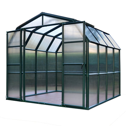 Palram - Canopia | Grand Gardener Greenhouse Kit - 8 Ft Wide - Green - 6mm Twin-wall Polycarbonate Glazing - HG7208