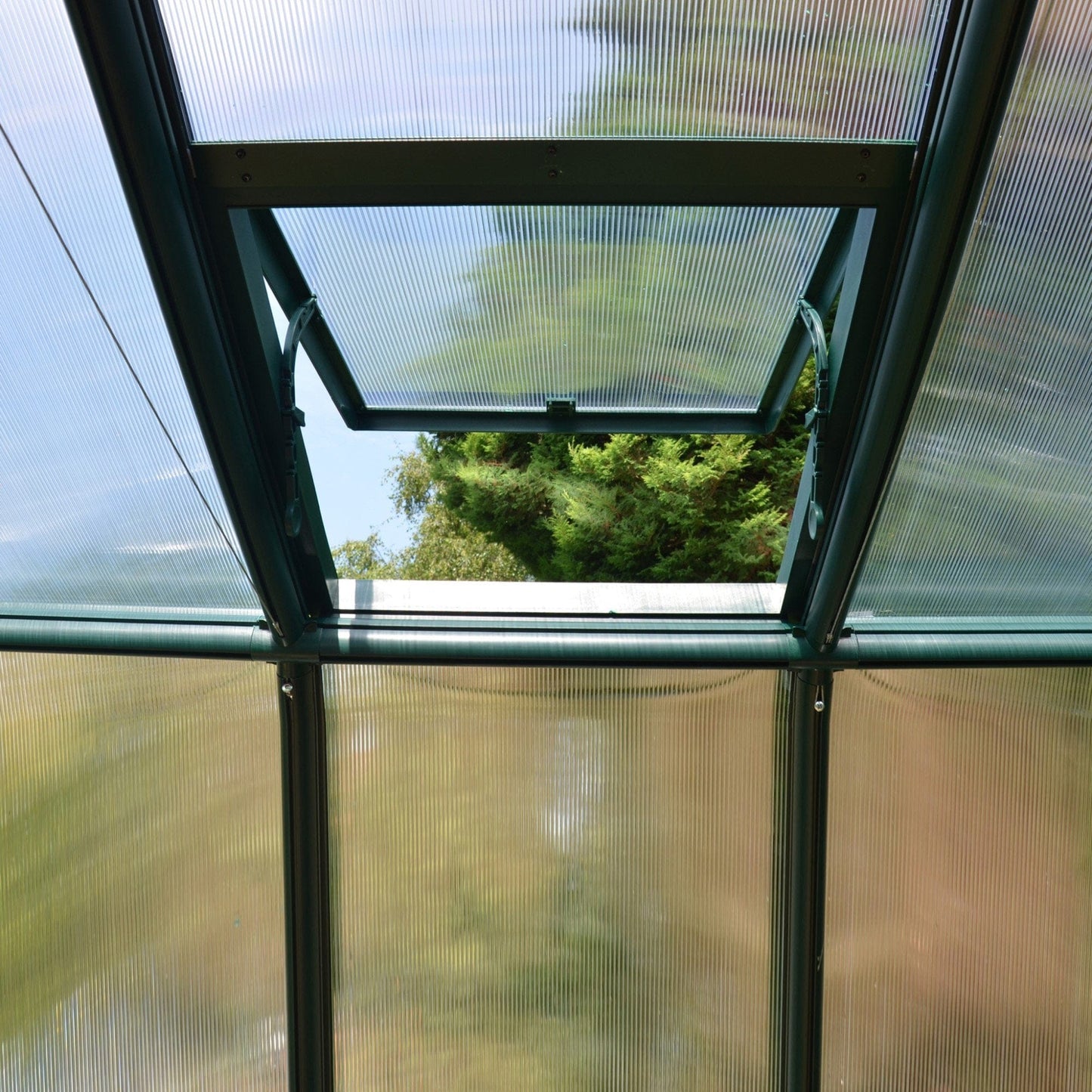Palram - Canopia | Grand Gardener Greenhouse Kit - 8 Ft Wide - Green - 6mm Twin-wall Polycarbonate Glazing - HG7208