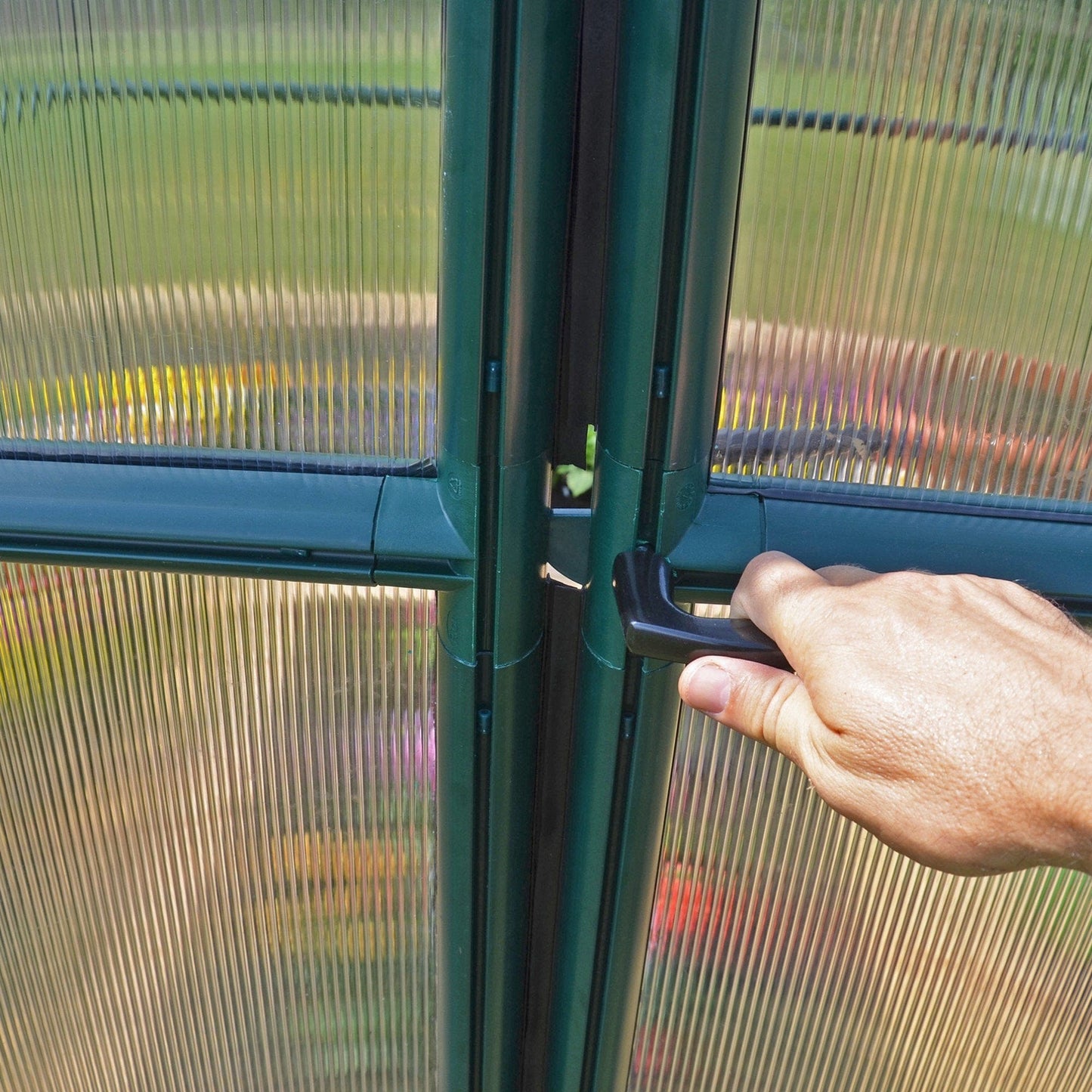 Palram - Canopia | Grand Gardener Greenhouse Kit - 8 Ft Wide - Green - 6mm Twin-wall Polycarbonate Glazing - HG7208