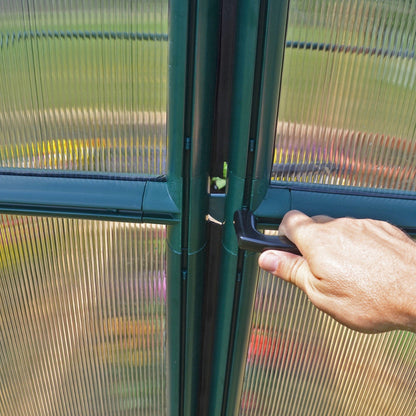 Palram - Canopia | Grand Gardener Greenhouse Kit - 8 Ft Wide - Green - 6mm Twin-wall Polycarbonate Glazing - HG7208