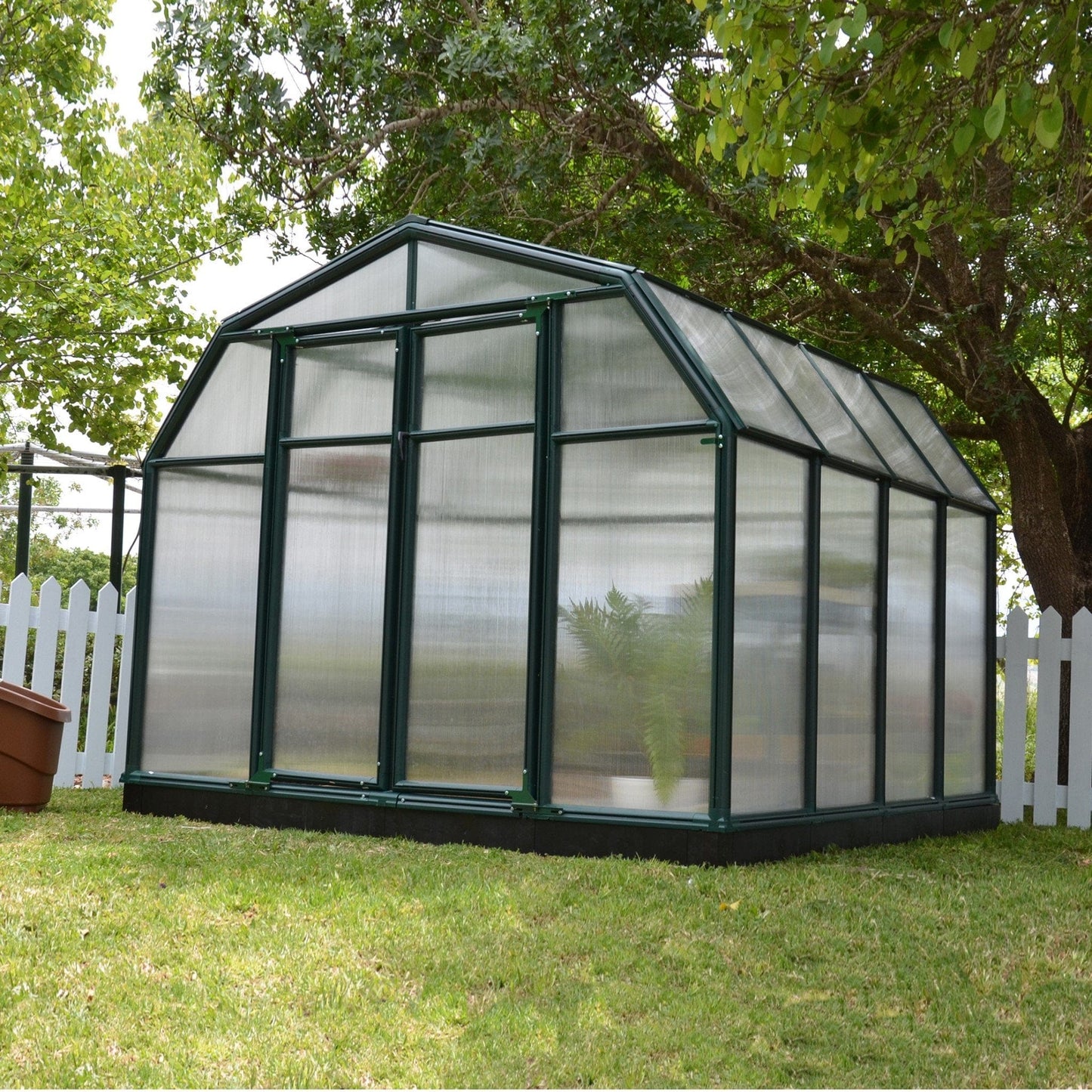 Palram - Canopia | Hobby Gardener Greenhouse Kit - 8 Ft Wide - Green With 6mm Twin-wall Polycarbonate Glazing - HG7108