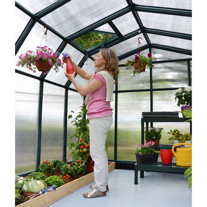 Palram - Canopia | Hobby Gardener Greenhouse Kit - 8 Ft Wide - Green With 6mm Twin-wall Polycarbonate Glazing - HG7108