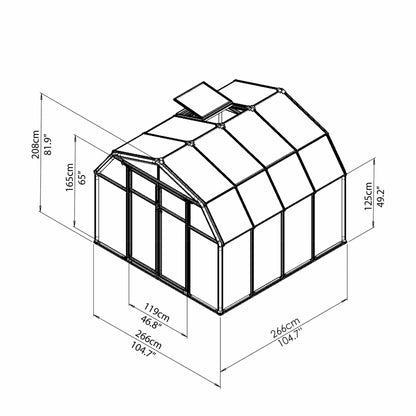 Palram - Canopia | Hobby Gardener Greenhouse Kit - 8 Ft Wide - Green With 6mm Twin-wall Polycarbonate Glazing - HG7108