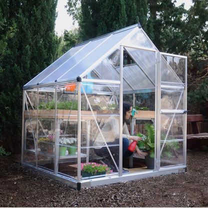 Palram - Canopia | Hybrid Greenhouse Kit - Silver With 0.8mm Polycarbonate Glazing - HG5504