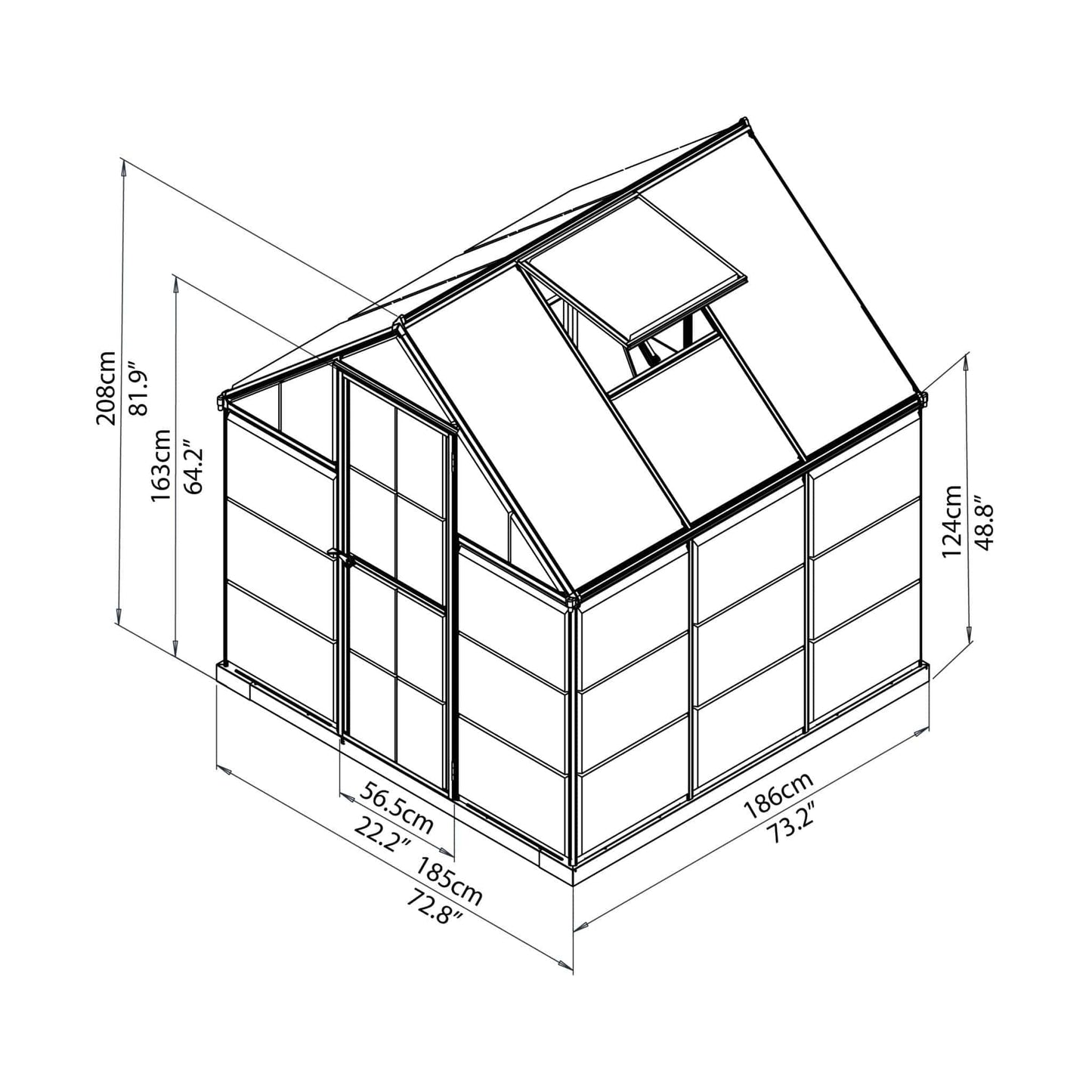 Palram - Canopia | Hybrid Greenhouse Kit - Silver With 0.8mm Polycarbonate Glazing - HG5504