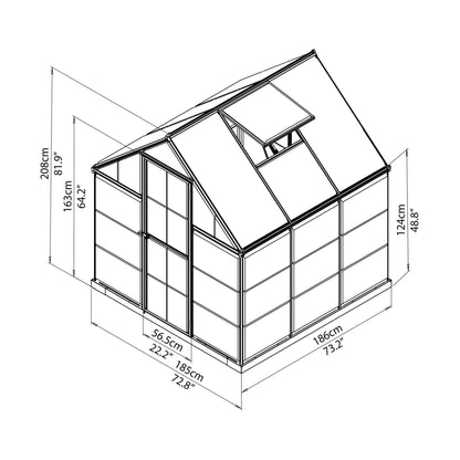 Palram - Canopia | Hybrid Greenhouse Kit - Silver With 0.8mm Polycarbonate Glazing - HG5504