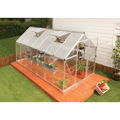 Palram - Canopia | 6x6 Ft Hybrid Greenhouse Kit - Green With 0.8mm Polycarbonate Glazing - HG5506G-1B