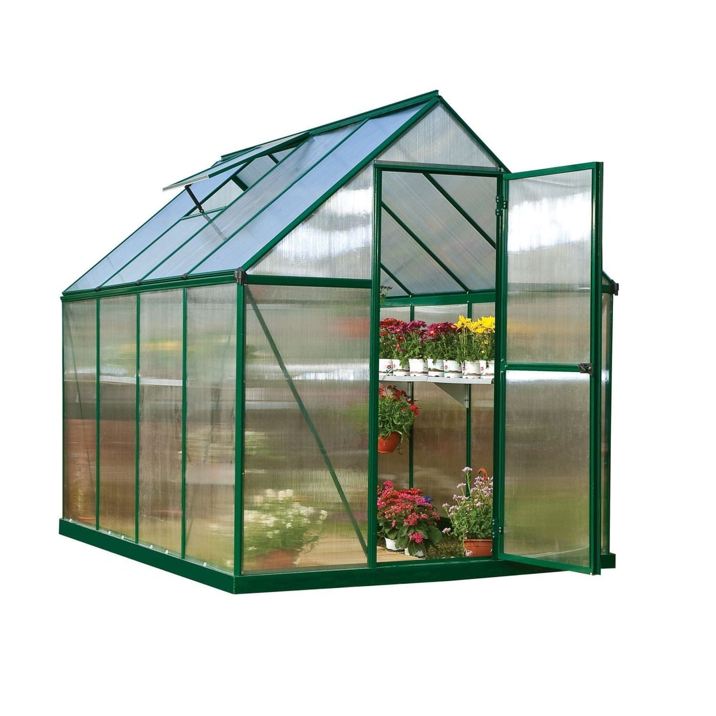 Palram - Canopia | Mythos Greenhouse Kit - 6 Ft Wide - Green With 4mm Twin-wall Polycarbonate Glazing - HG5005G
