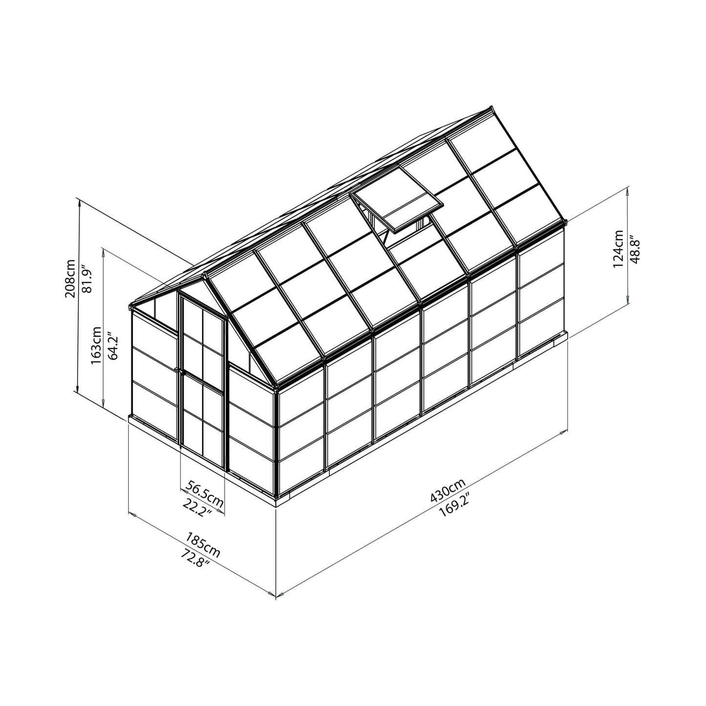 Palram - Canopia | Mythos Greenhouse Kit - 6 Ft Wide - Green With 4mm Twin-wall Polycarbonate Glazing - HG5005G