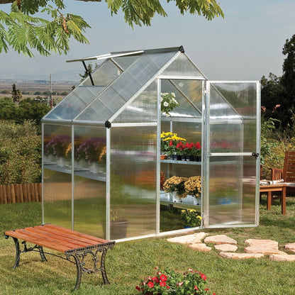 Palram - Canopia | Mythos Greenhouse Kit - 6 Ft Wide - Silver With 4mm Twin-wall Polycarbonate Glazing - HG5005