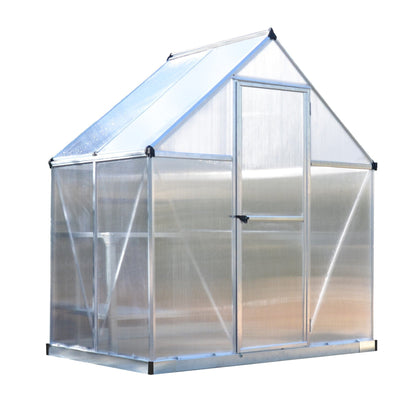 Palram - Canopia | Mythos Greenhouse Kit - 6 Ft Wide - Silver With 4mm Twin-wall Polycarbonate Glazing - HG5005