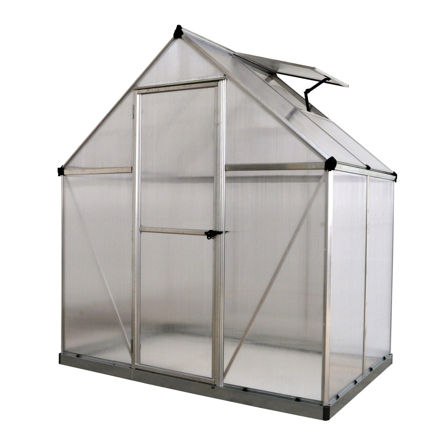 Palram - Canopia | Mythos Greenhouse Kit - 6 Ft Wide - Silver With 4mm Twin-wall Polycarbonate Glazing - HG5005