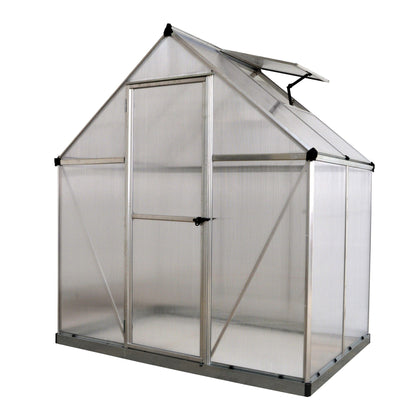 Palram - Canopia | Mythos Greenhouse Kit - 6 Ft Wide - Silver With 4mm Twin-wall Polycarbonate Glazing - HG5005