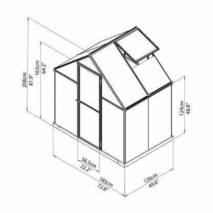 Palram - Canopia | Mythos Greenhouse Kit - 6 Ft Wide - Silver With 4mm Twin-wall Polycarbonate Glazing - HG5005