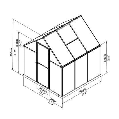 Palram - Canopia | Mythos Greenhouse Kit - 6 Ft Wide - Silver With 4mm Twin-wall Polycarbonate Glazing - HG5005