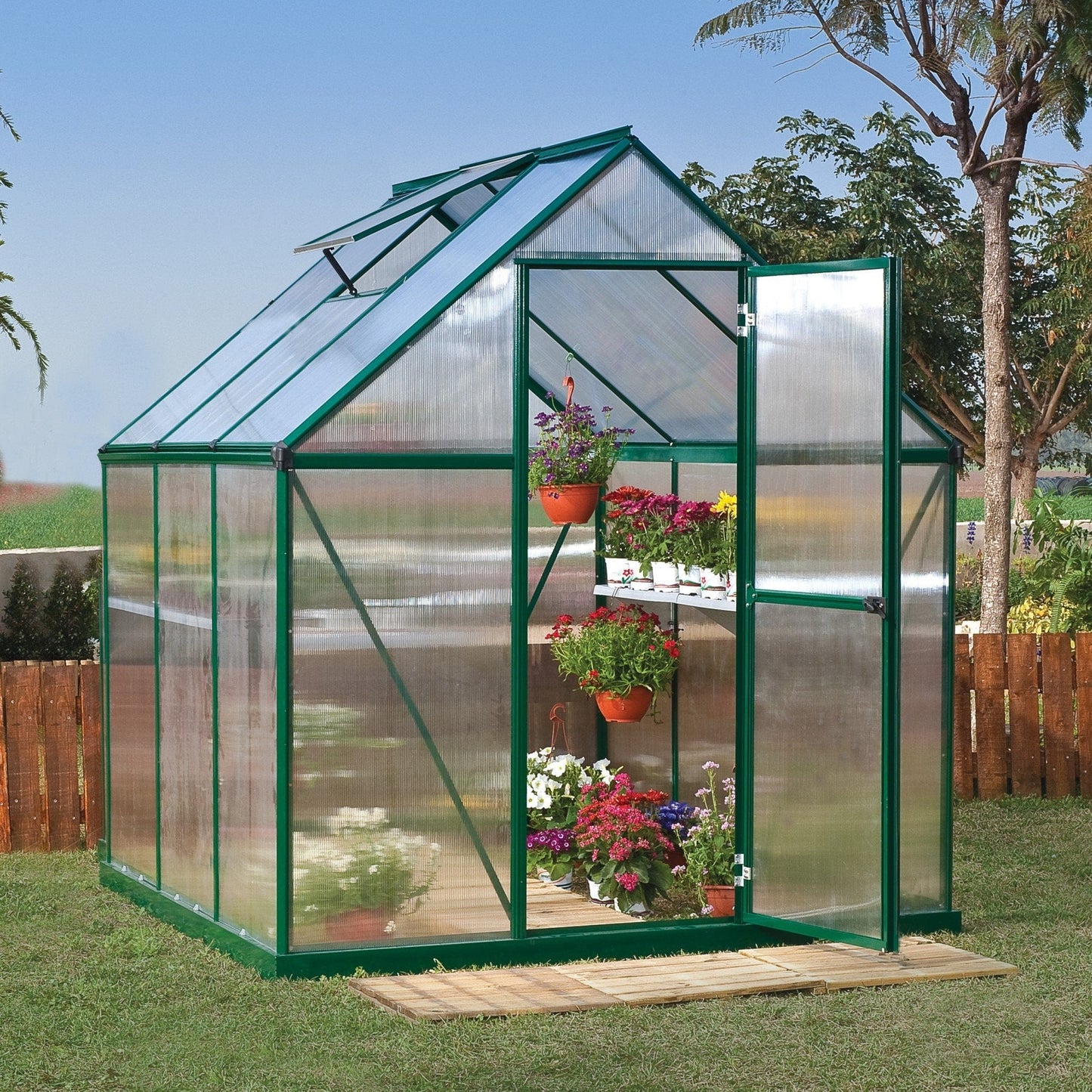 Palram - Canopia | Mythos Greenhouse Kit - 6 Ft Wide - Silver With 4mm Twin-wall Polycarbonate Glazing - HG5005