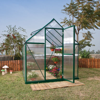 Palram - Canopia | Mythos Greenhouse Kit - 6 Ft Wide - Silver With 4mm Twin-wall Polycarbonate Glazing - HG5005