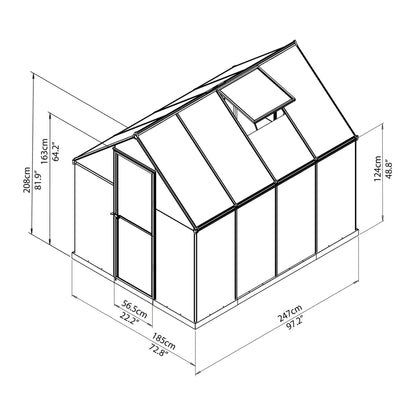 Palram - Canopia | Mythos Greenhouse Kit - 6 Ft Wide - Silver With 4mm Twin-wall Polycarbonate Glazing - HG5005