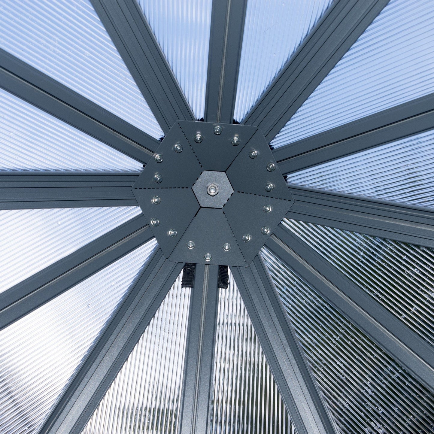 Palram - Canopia | 7x8 Ft Oasis Hex Greenhouse Kit - Gray With 0.8mm Polycarbonate Glazing - HG6000