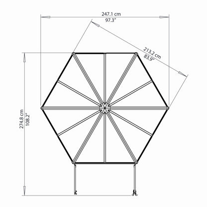 Palram - Canopia | 7x8 Ft Oasis Hex Greenhouse Kit - Gray With 0.8mm Polycarbonate Glazing - HG6000