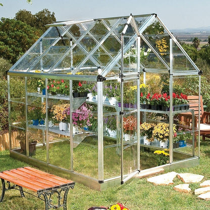 Palram - Canopia | Snap & Grow Greenhouse Kit - 6ft Wide - Silver With 0.8mm Polycarbonate Glazing - HG6008